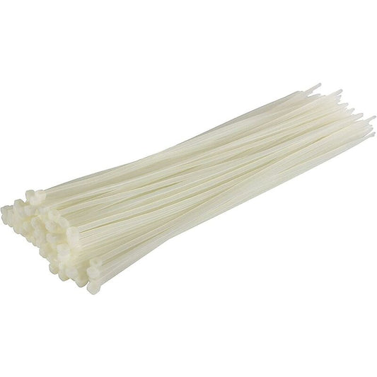 100 Pack Cable Ties, White/Natural, 370Mm X 4.8Mm, Premium Quality Plastic Cable Ties
