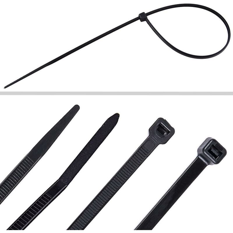 700 Piece Black Nylon Cable Ties, Lengths 4"/ 6"/ 8"/ 10"/ 12"