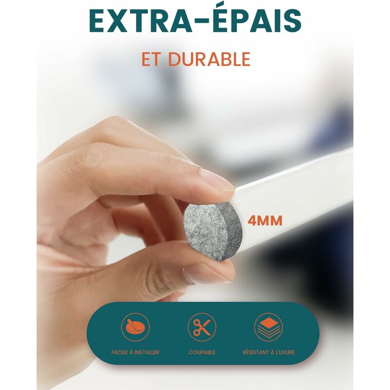 Self-Adhesive Furniture Pads, Furniture Chair Pads 3 ROlls (100 10Cm+100 5Cm+100 2Cm), Chair Pad 4Mm-Thick Felt Pad