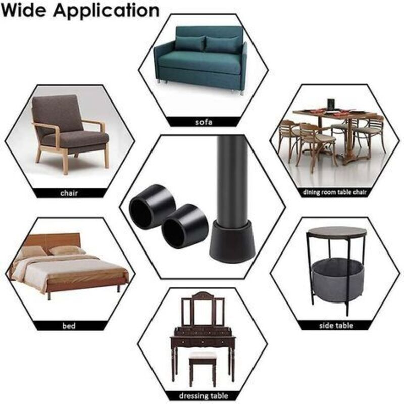 16 Pack Chair Leg Caps, Chair Leg Cap Rubber Chair Leg Protection End Caps, Inner Diameter - 7/8 Inch / 22 Mm, Black
