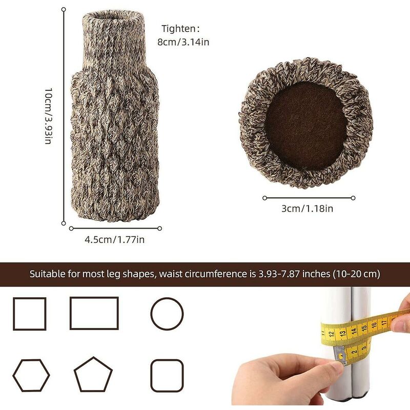 16 pcs Non-Slip Chair Leg Socks, Chair Leg Caps, Knitted Chair Leg Protectors For Floor Scratches And Reduce Noise