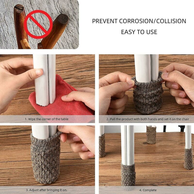16 pcs Non-Slip Chair Leg Socks, Chair Leg Caps, Knitted Chair Leg Protectors For Floor Scratches And Reduce Noise