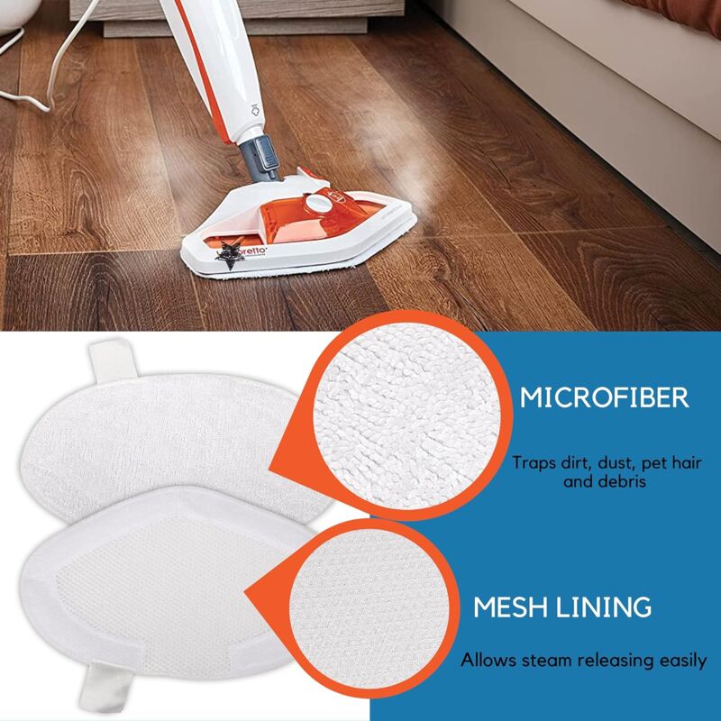 Reusable Microfiber Replacement Pads Compatible With Polti Vaporetto Washable Steam Cleaner Refill Pads (6 Pack)