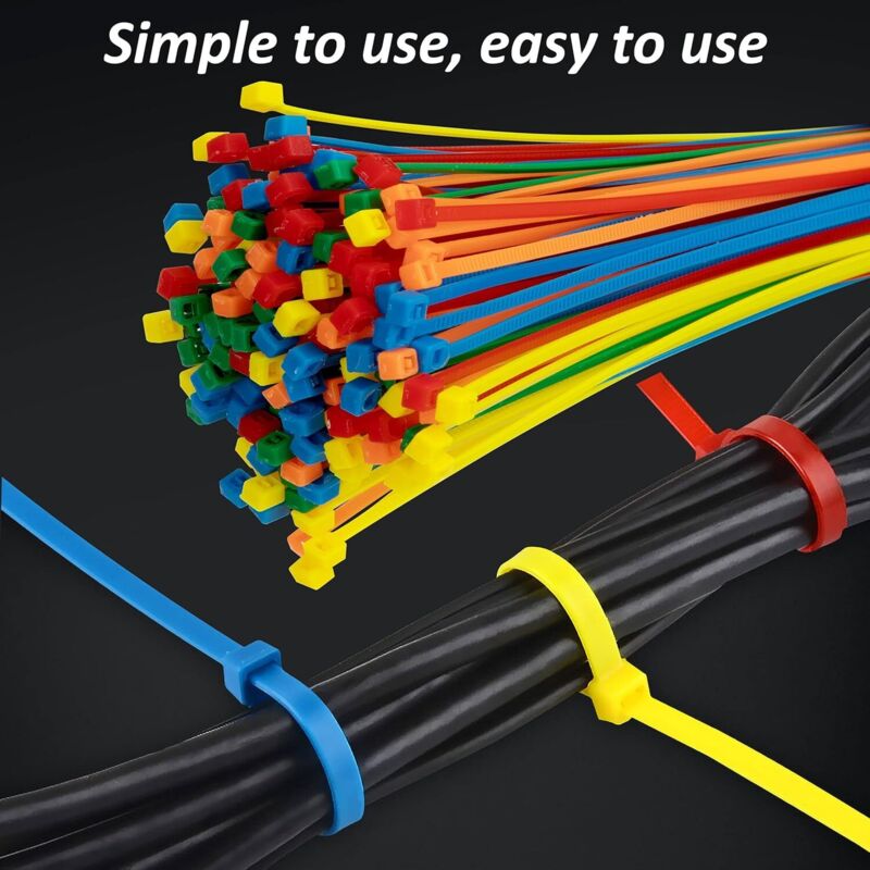 500 Pieces Colorful Plastic Cable Ties 200Mm X 2.8Mm Self-Locking Nylon Electrical Cable Ties For Gardening Cable