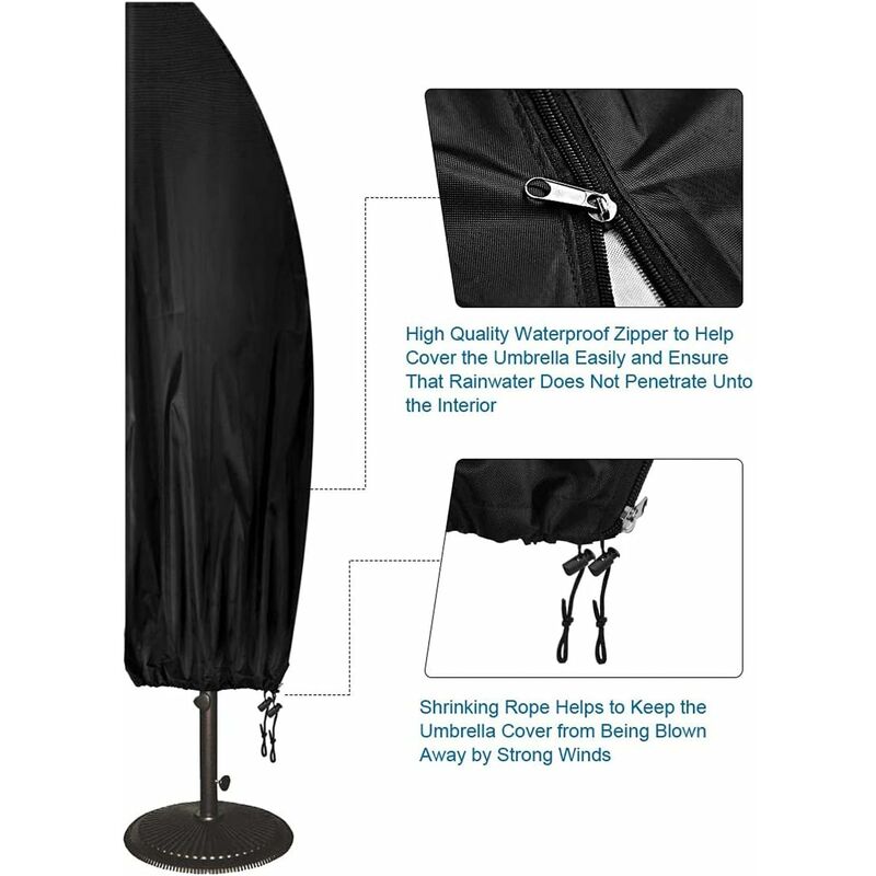 Parasol Cover, Parasol Cover, Waterproof Garden Umbrella Cover, 265X40/70/50Cm/Anti-Uv, Wind, Discoloration, For