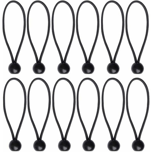 12 pcs Black Tarpaulin Bungees Balls Tarp Bungee Cord For Banner, Tarpaulins, Pavilions, Tents, Tent Bungee Hooks,