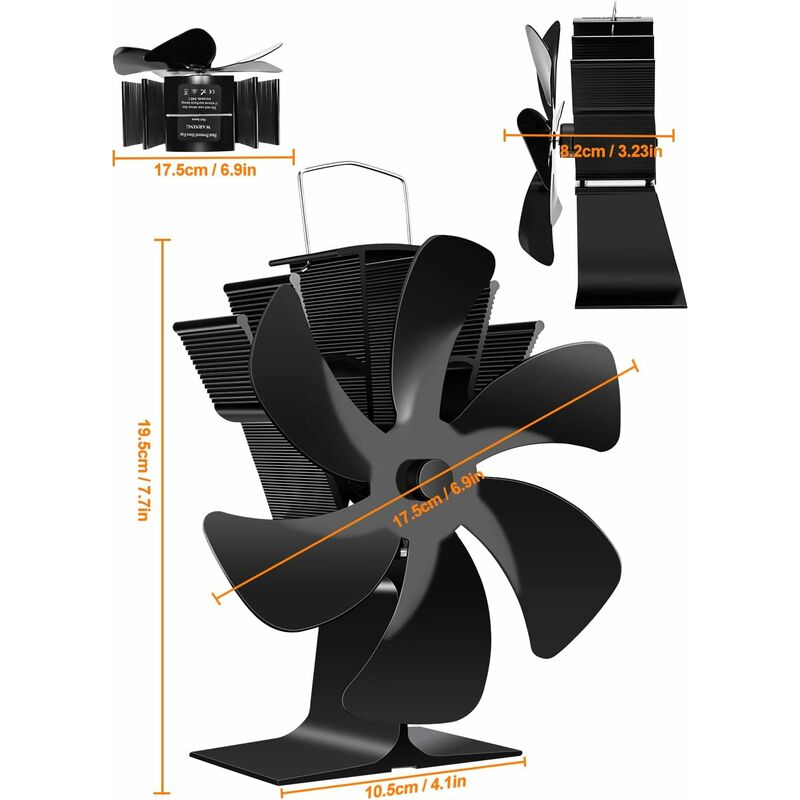 Wood Stove Fan 6 Blades Heat Powered Fireplace Fan Quiet Fan With Overheat Protection For Wood Burning Stove Gas