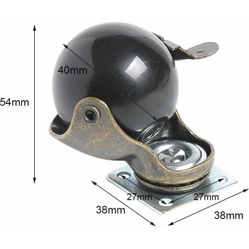 4 pcs Furniture Leg Caster Wheels (1.5Inch (40Mm) - With Brake)