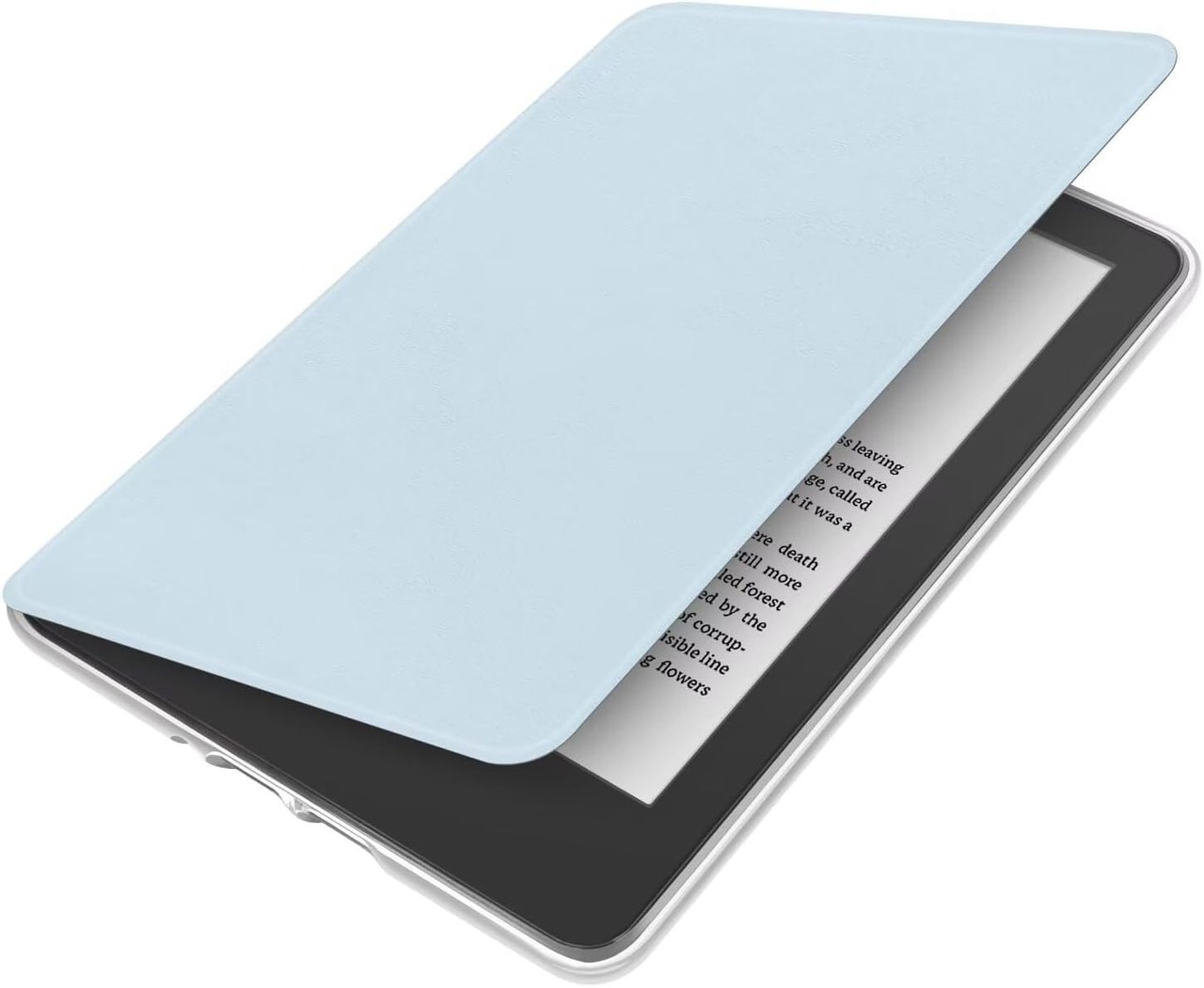 360° Rotating & Detachable Magnetic Case for 7" Kindle Paperwhite 12th Generation (2024)  – Auto Wake/Sleep, Hands-Free Stand, Clear Back Cover(Light blue)