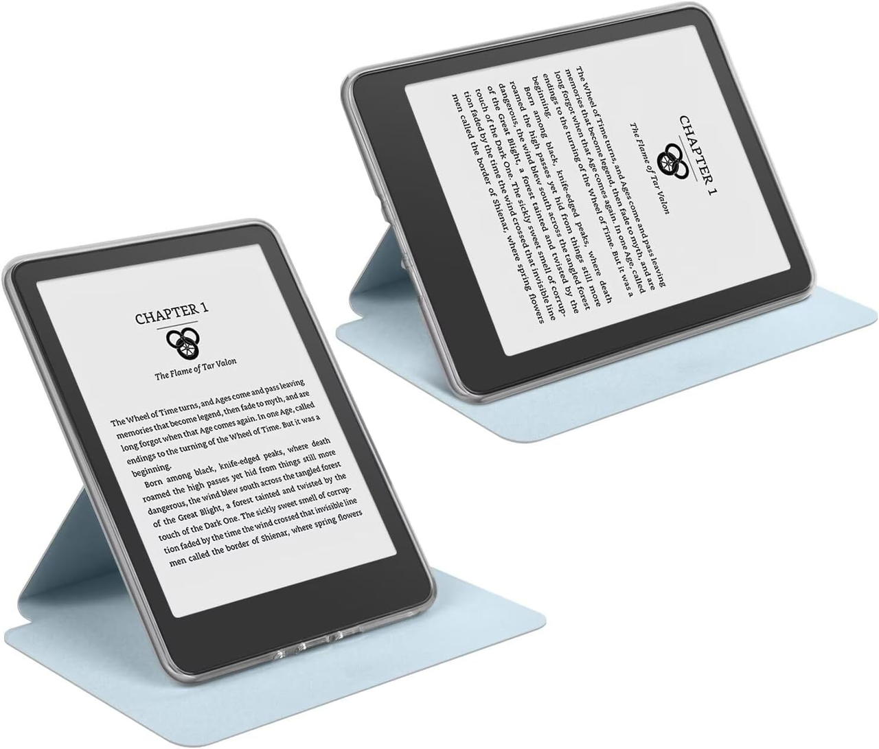 360° Rotating & Detachable Magnetic Case for 7" Kindle Paperwhite 12th Generation (2024)  – Auto Wake/Sleep, Hands-Free Stand, Clear Back Cover(Light blue)