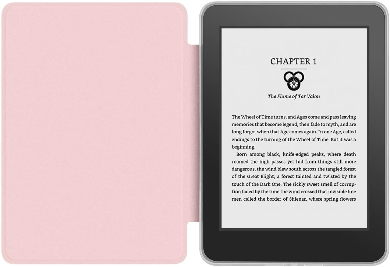 360° Rotating & Detachable Magnetic Case for 7" Kindle Paperwhite 12th Generation (2024)  – Auto Wake/Sleep, Hands-Free Stand, Clear Back Cover(pink)