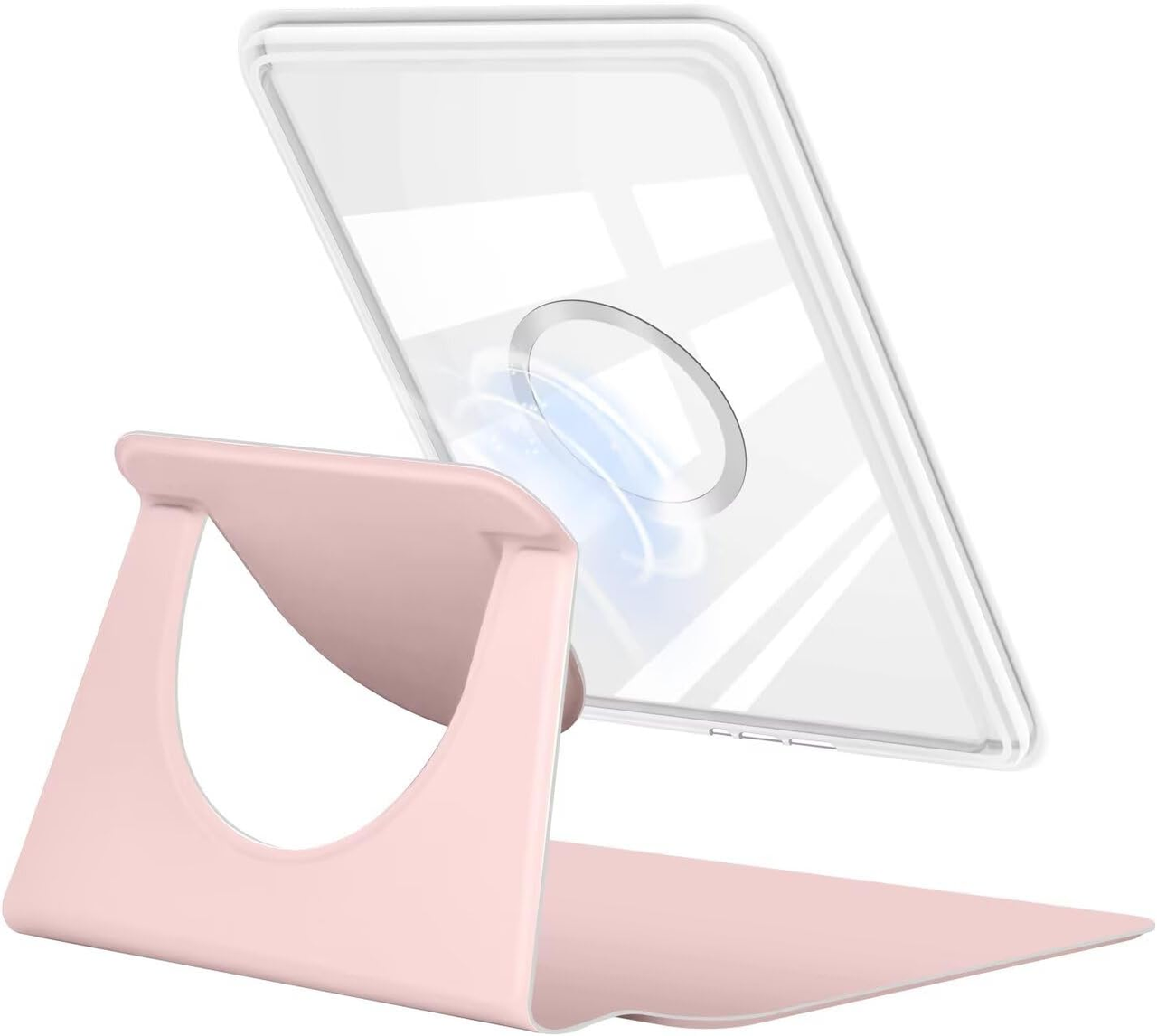 360° Rotating & Detachable Magnetic Case for 7" Kindle Paperwhite 12th Generation (2024)  – Auto Wake/Sleep, Hands-Free Stand, Clear Back Cover(pink)