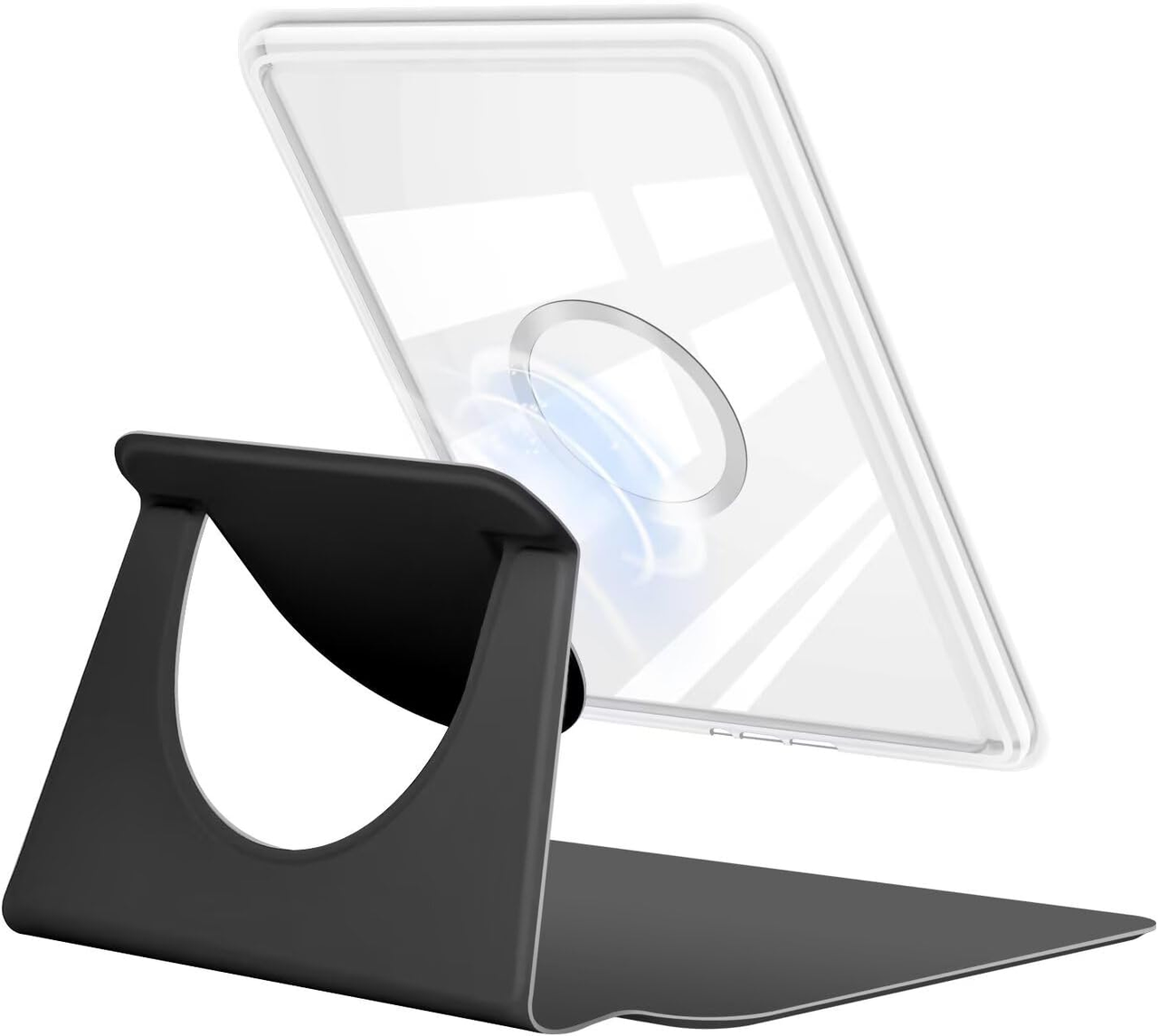 360° Rotating & Detachable Magnetic Case for 6.8" Kindle Paperwhite 11th Generation (2021)  – Auto Wake/Sleep, Hands-Free Stand, Clear Back Cover (black)