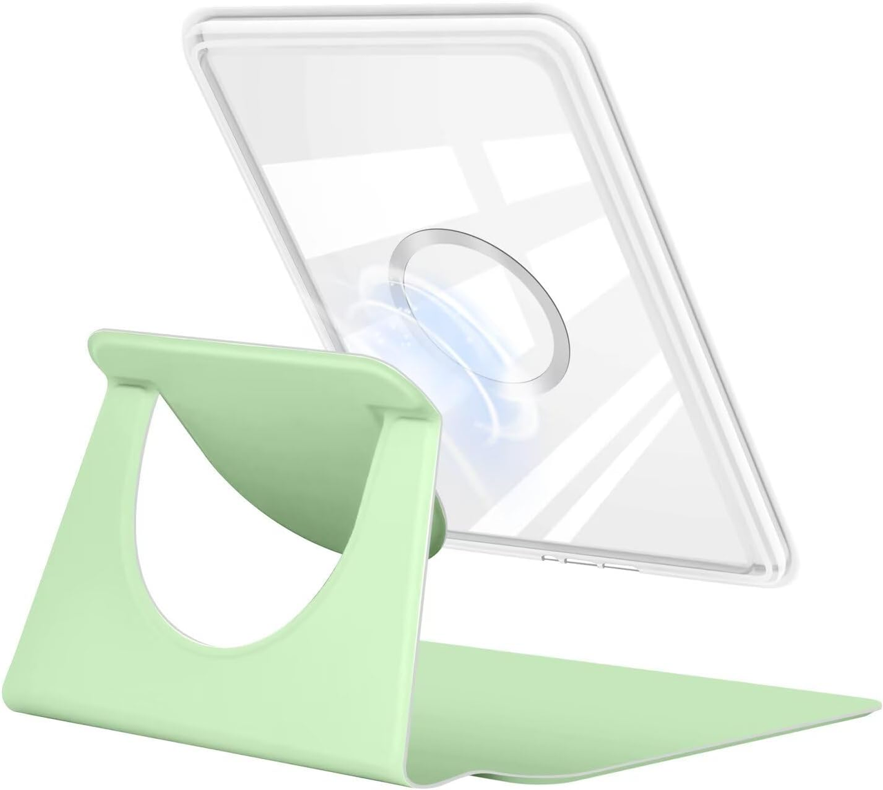 360° Rotating & Detachable Magnetic Case for 7" Kindle Paperwhite 12th Generation (2024)  – Auto Wake/Sleep, Hands-Free Stand, Clear Back Cover (Light green)