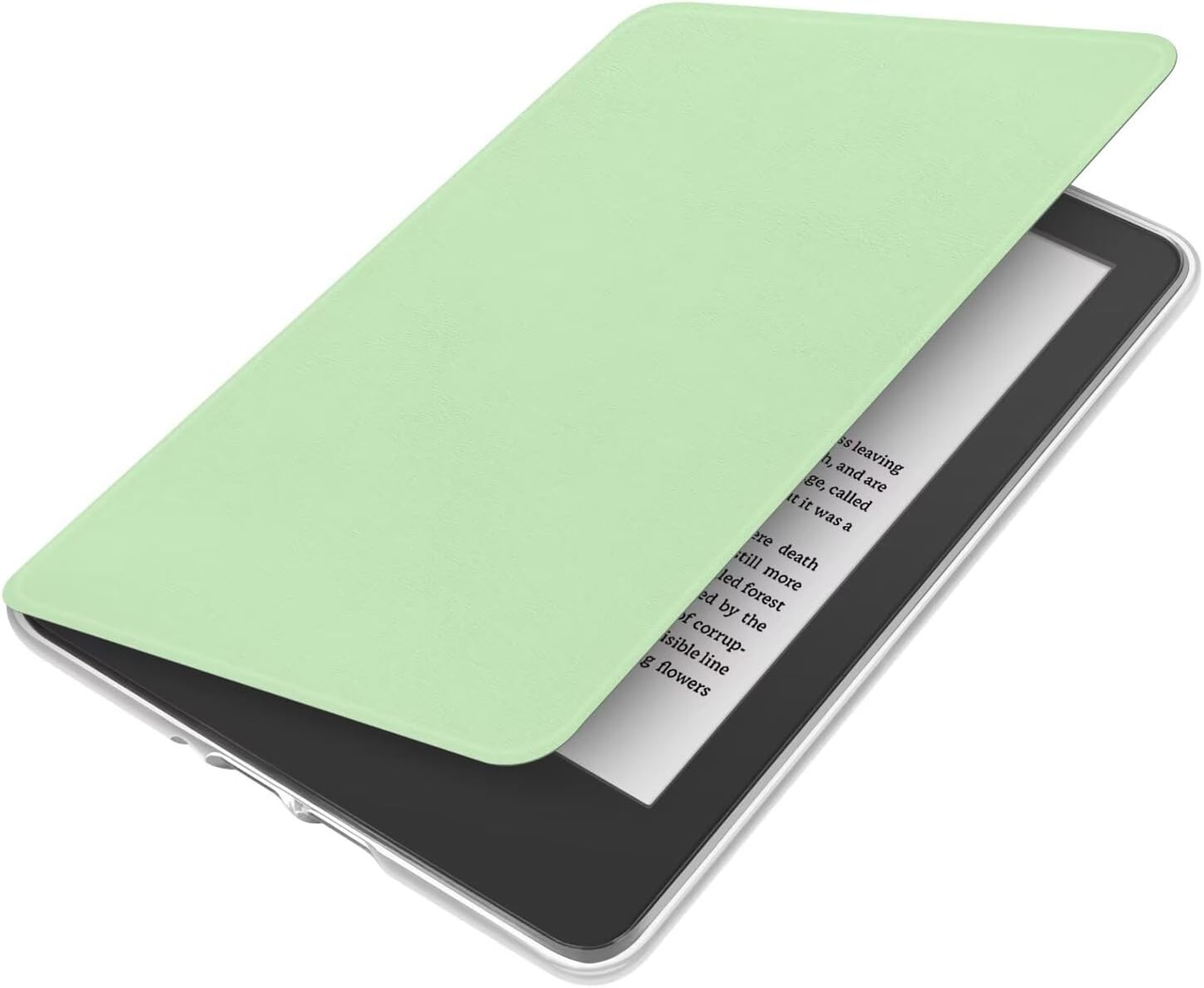 360° Rotating & Detachable Magnetic Case for 6.8" Kindle Paperwhite 11th Generation (2021)  – Auto Wake/Sleep, Hands-Free Stand, Clear Back Cover (Light green)
