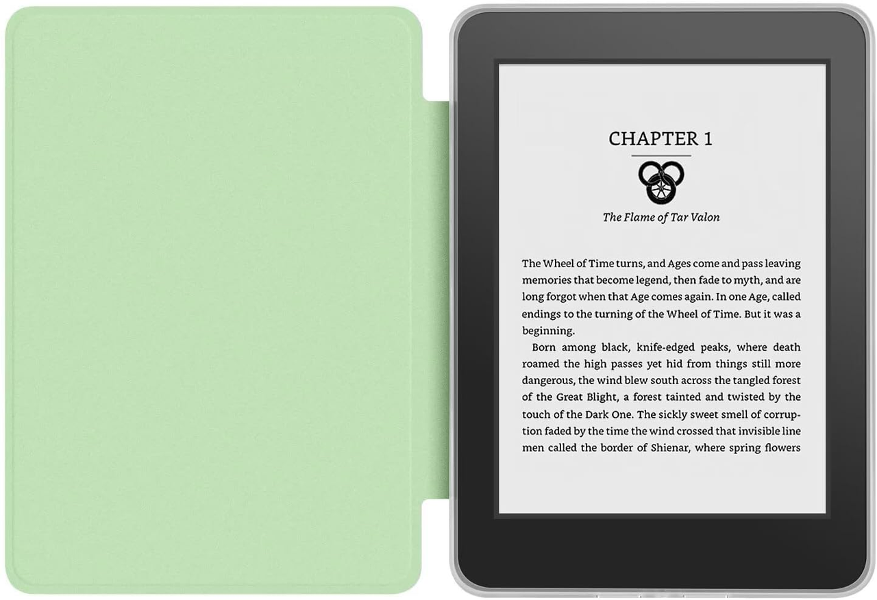 360° Rotating & Detachable Magnetic Case for 6.8" Kindle Paperwhite 11th Generation (2021)  – Auto Wake/Sleep, Hands-Free Stand, Clear Back Cover (Light green)