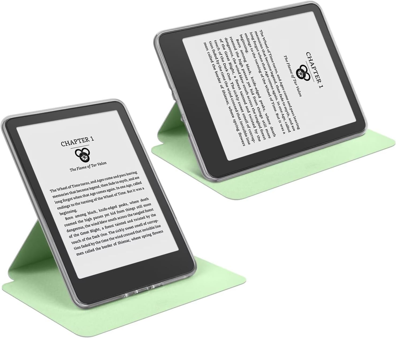 360° Rotating & Detachable Magnetic Case for 6.8" Kindle Paperwhite 11th Generation (2021)  – Auto Wake/Sleep, Hands-Free Stand, Clear Back Cover (Light green)