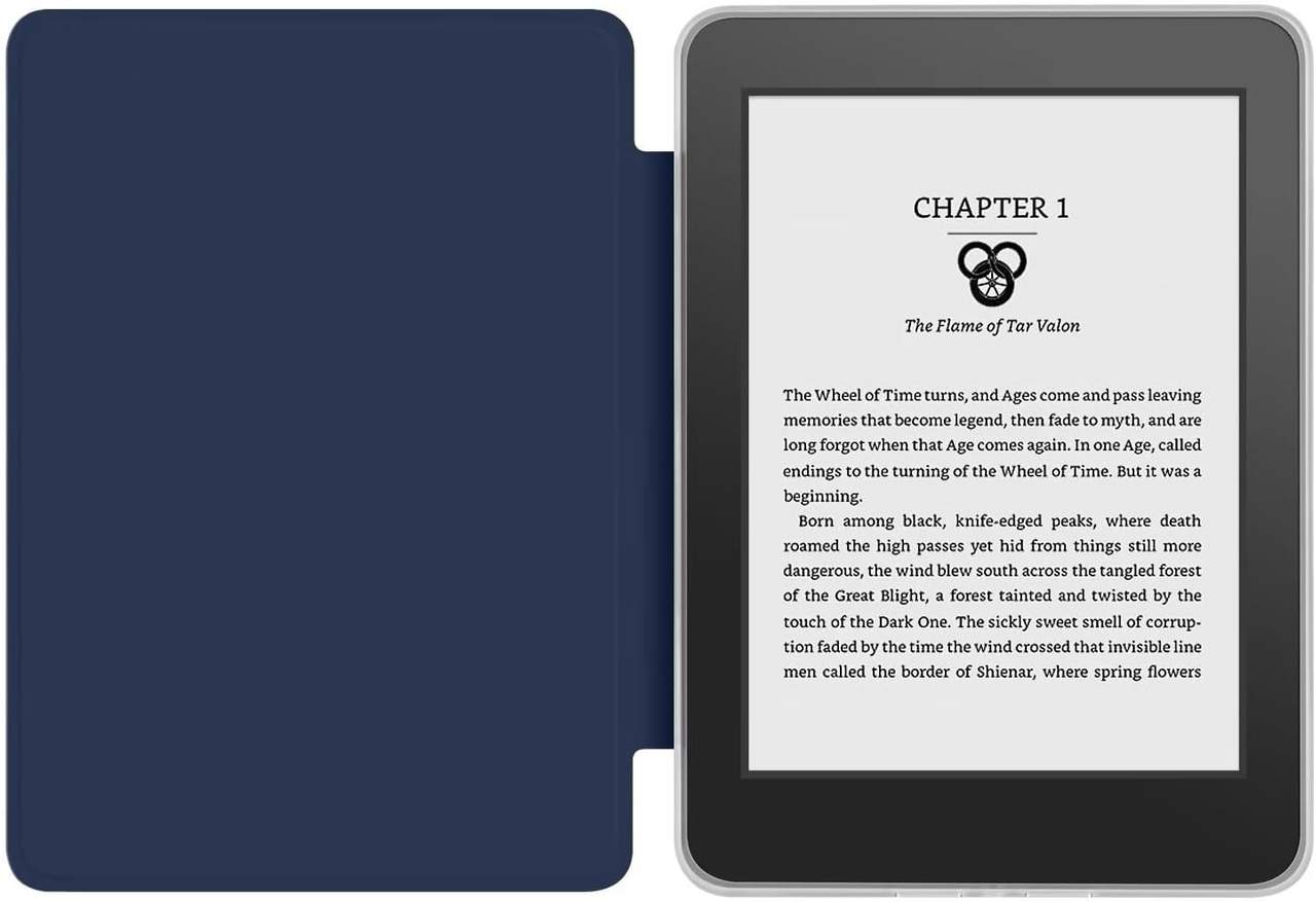 360° Rotating & Detachable Magnetic Case for 6.8" Kindle Paperwhite 11th Generation (2021)  – Auto Wake/Sleep, Hands-Free Stand, Clear Back Cover (Dark Blue)