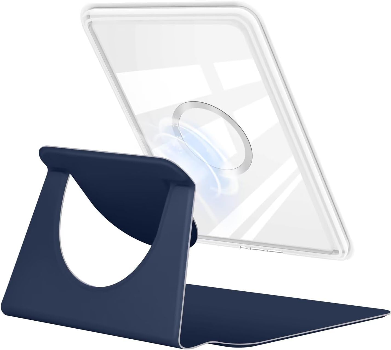 360° Rotating & Detachable Magnetic Case for 6.8" Kindle Paperwhite 11th Generation (2021)  – Auto Wake/Sleep, Hands-Free Stand, Clear Back Cover (Dark Blue)