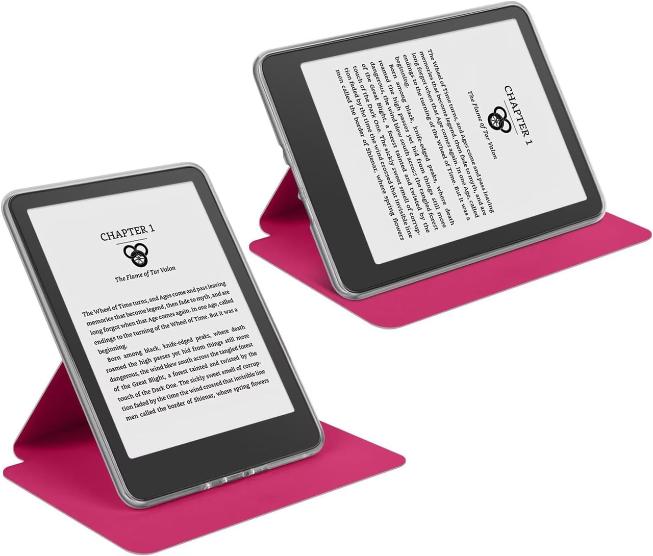 360° Rotating & Detachable Magnetic Case for 7" Kindle Paperwhite 12th Generation (2024)  – Auto Wake/Sleep, Hands-Free Stand, Clear Back Cover (Rose Red)