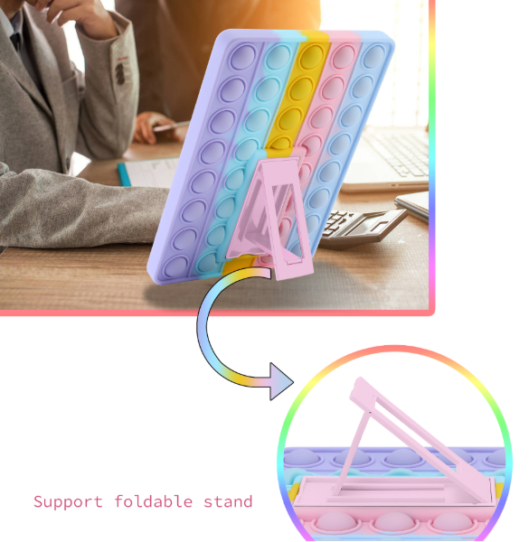 Pop It Fidget Case for Kindle Paperwhite 5 (6.8") - Rainbow Silicone Protective Cover with Stand，Multicolored