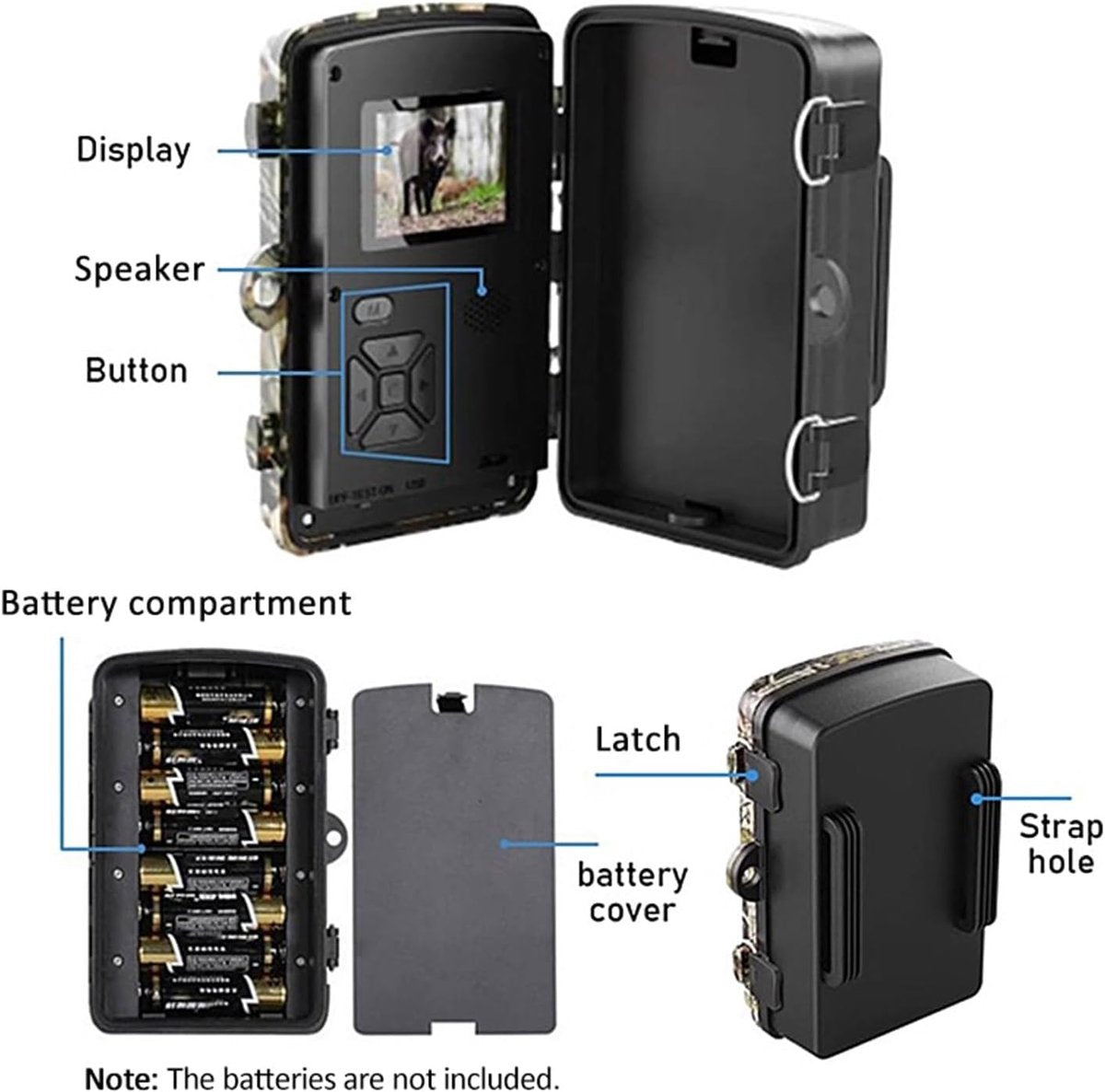 Rechargeable wildlife camera with night vision - 10 x 13.2 cm - IP66 waterproof - 1.3 m range - 1080p - 32 GB SD card included - For wildlife monitoring - For outdoor use