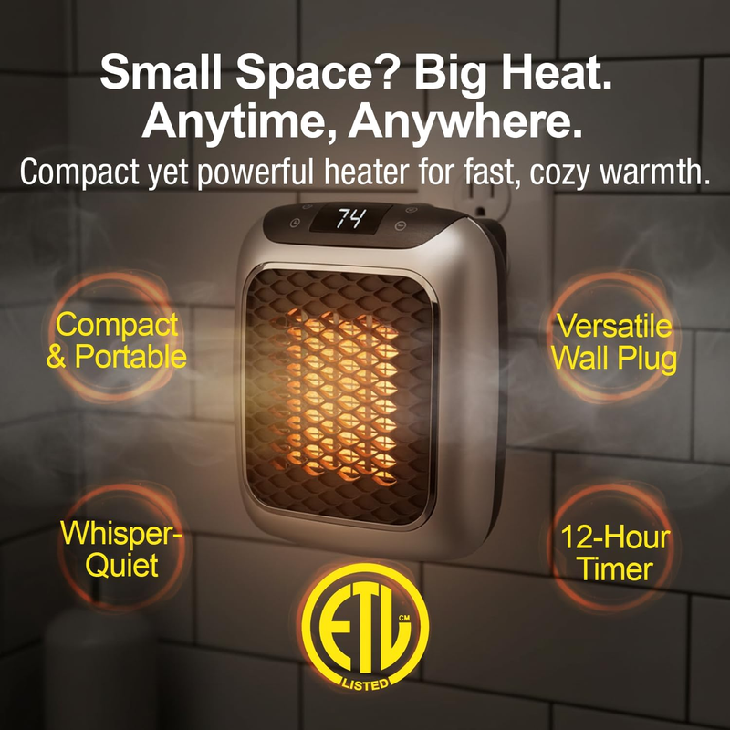 Electric radiators - Rechargeable air heater with remote control, Mini ceramic  PTC fan heater, bathroom, energy saving, Quiet heating, 1200W heater with 12-hour timer, thermostat