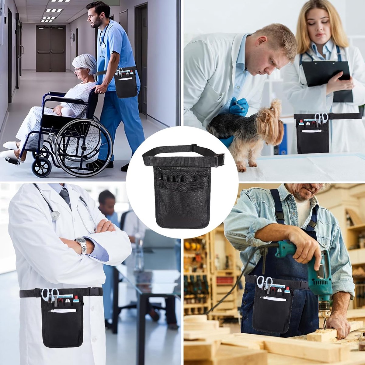 Fanny pack - Men's fanny packs - Women's fanny pack - Nurse fanny pack - Nurse accessory bag - Multifunctional fanny pack - Nurse work bag - Adjustable work bag - Black tool bag - Unisex