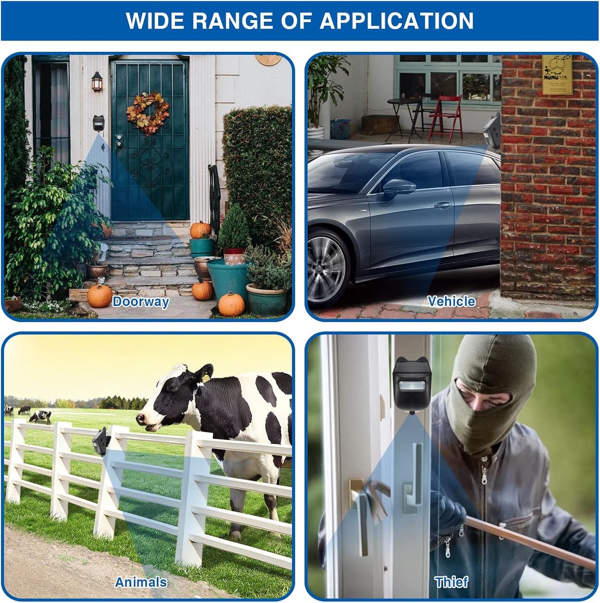 Driveway alarm - Entry detector - Solar driveway alarm - Motion detector - Wireless = Security - Wireless solar driveway alarm - Motion detector - Doorbell - DIY security system - (2 sensors and 1 doorbell)