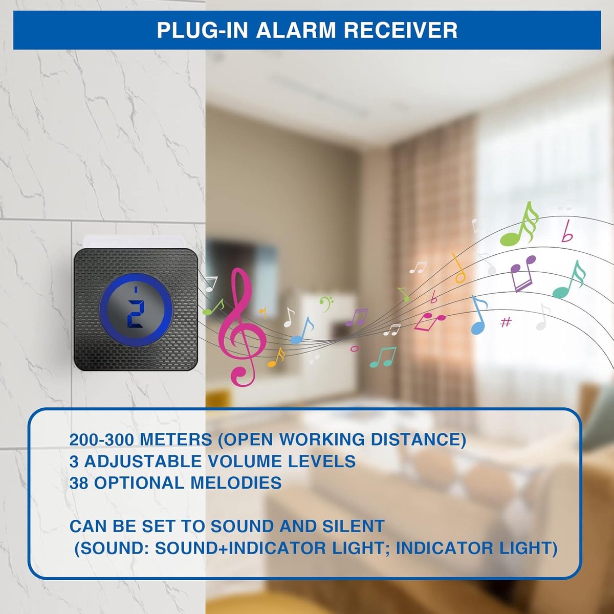 Driveway alarm - Entry detector - Solar driveway alarm - Motion detector - Wireless = Security - Wireless solar driveway alarm - Motion detector - Doorbell - DIY security system - (1 sensor and 2 doorbells)
