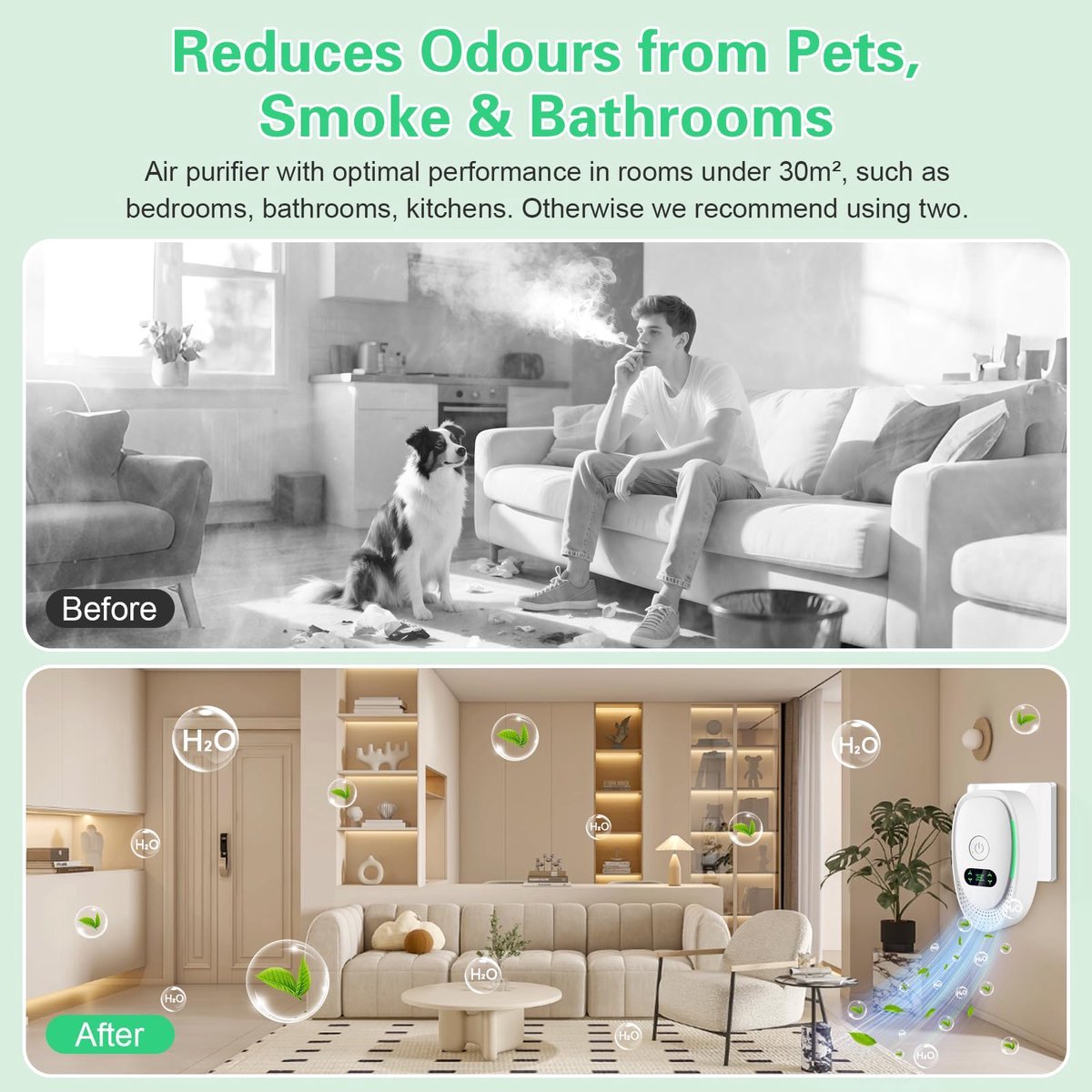 Plug-in Negative Ion Air Purifier (4-Pack) - Mini Portable Negative Ion Generator for Home, Quiet Deodorizer for Pets, Toilet, Office, Bedroom
