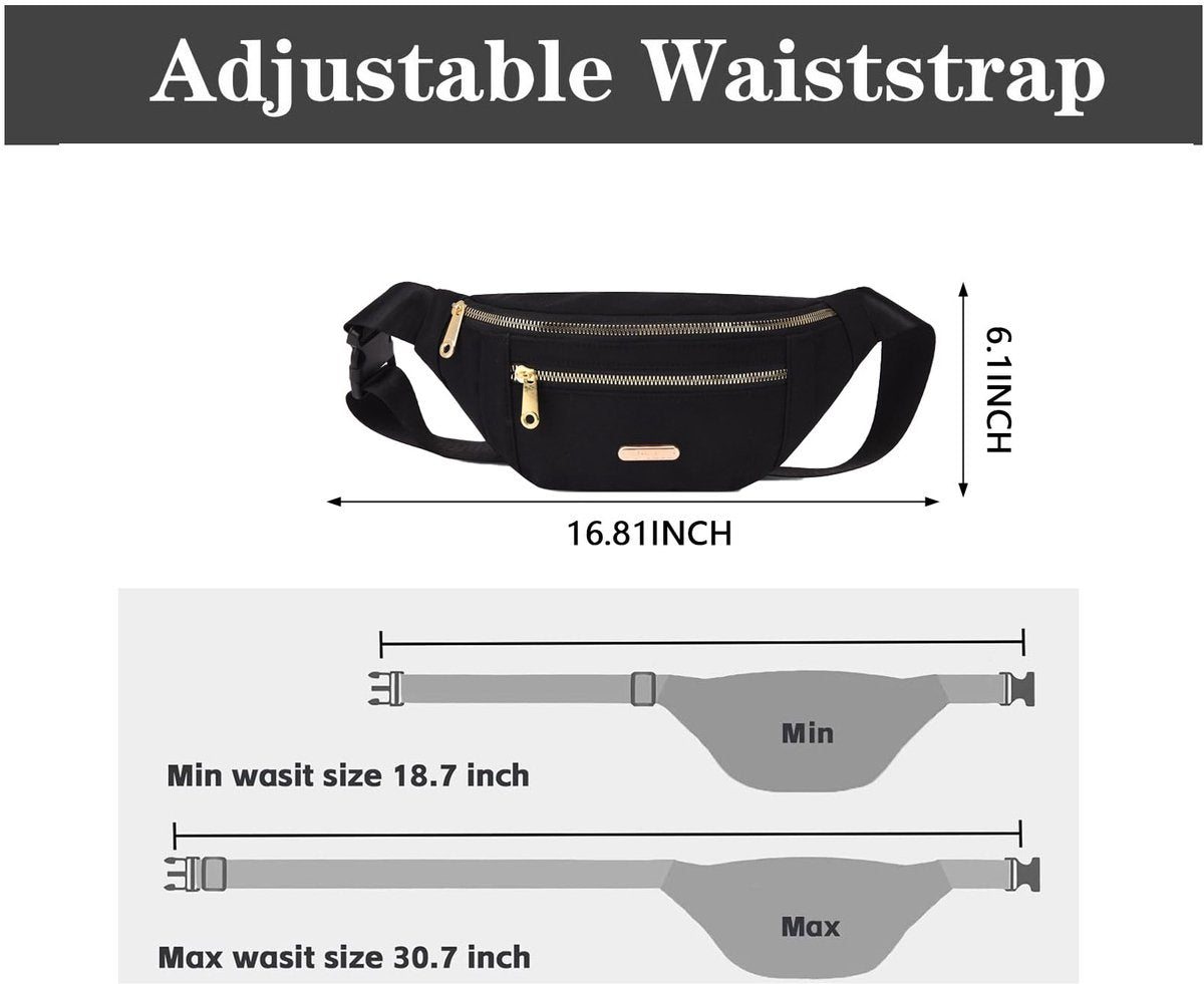 Fanny pack - Travel wallet - Money belt - Fanny pack - Men's and women's fanny pack - Travel - Outdoors - Walking - Sports - Phone bag - Black - Fashion Favorite