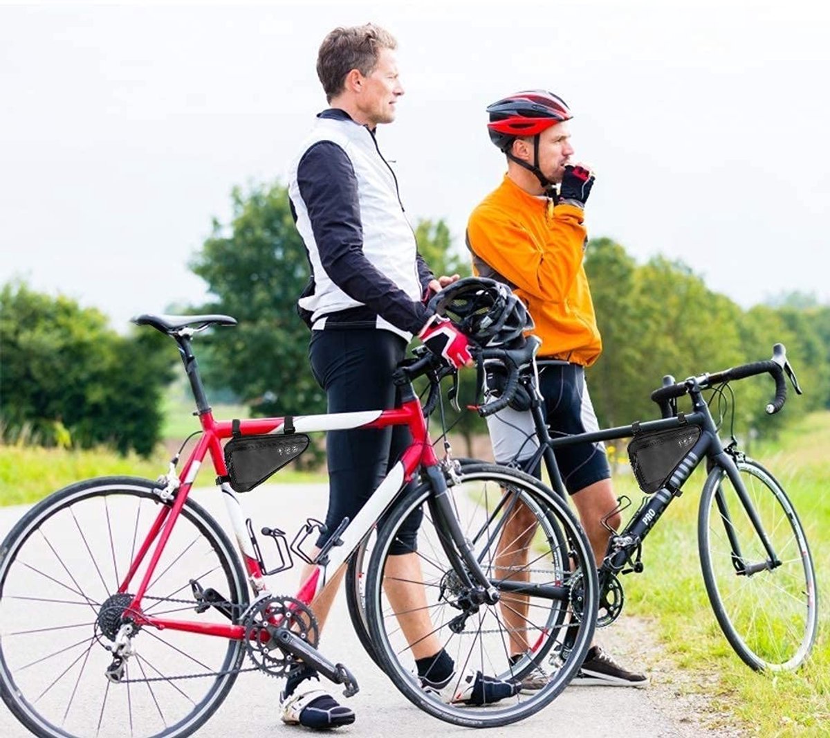 Bicycle pannier - Bicycle frame bag - Bicycle frame bag - Triangular bicycle frame bag - Storage bag - Reflective bicycle bag - Mountain bike, road bike accessories, large capacity - Black