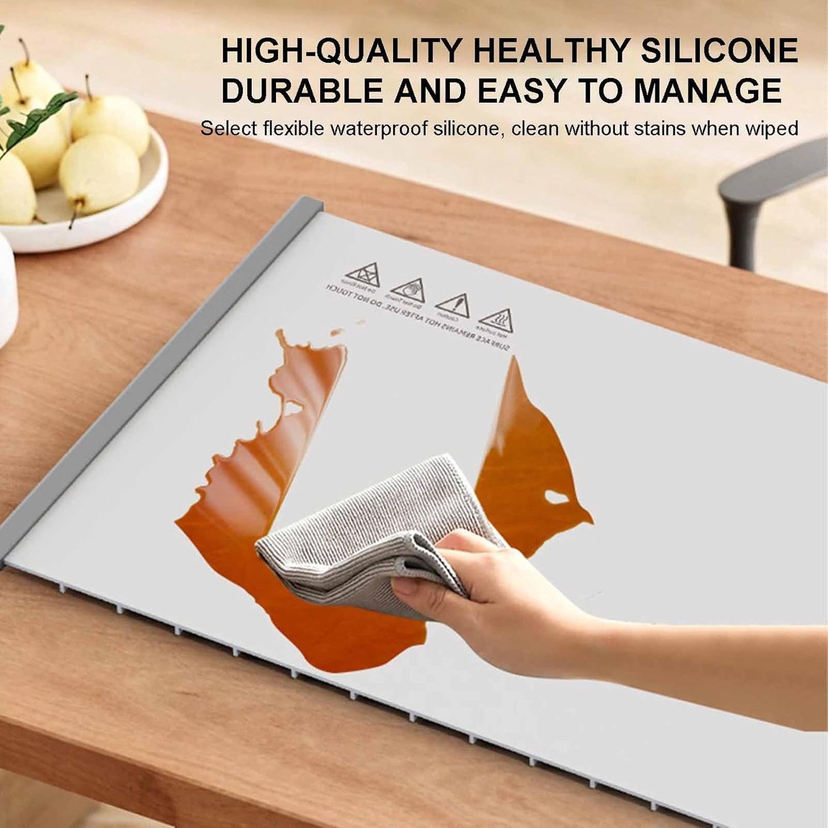 250W roll-up electric hot plate with 8 temperature settings and a 6-hour timer, for buffets, made of waterproof silicone, grey