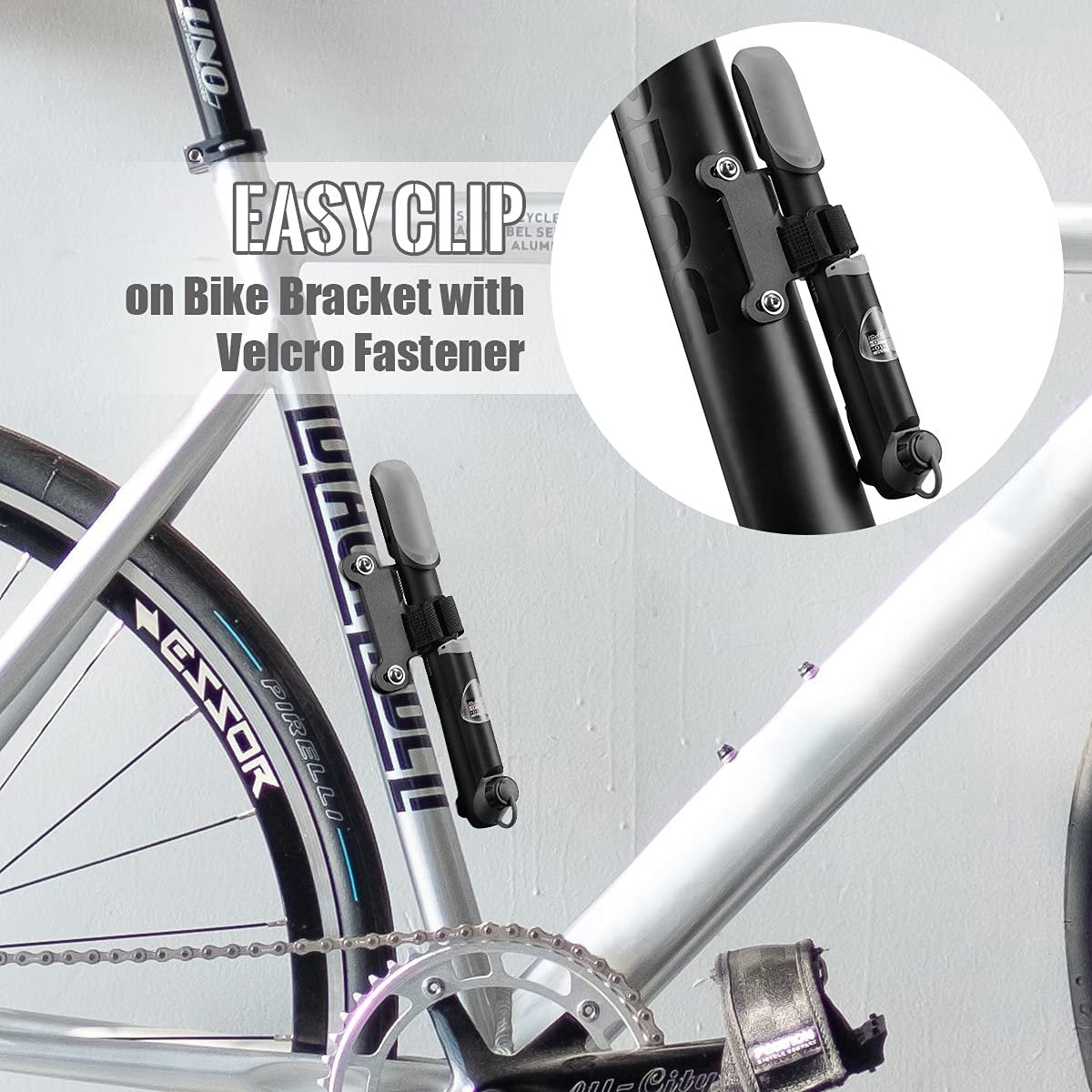 Hand pump - Bicycle pump with pressure gauge - Mini portable bicycle pump - Mini bicycle pump for all bicycles - Balloon pump with needle - Glue-free repair kit - Suitable for Presta and Schrader valves - Black