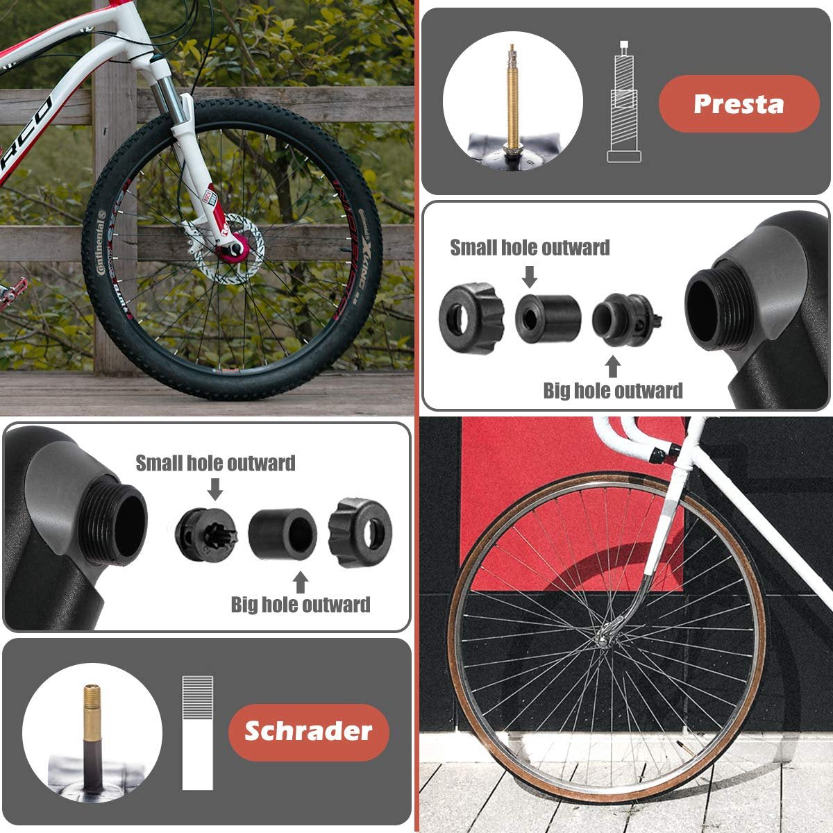 Hand pump - Bicycle pump with pressure gauge - Mini portable bicycle pump - Mini bicycle pump for all bicycles - Balloon pump with needle - Glue-free repair kit - Suitable for Presta and Schrader valves - Black