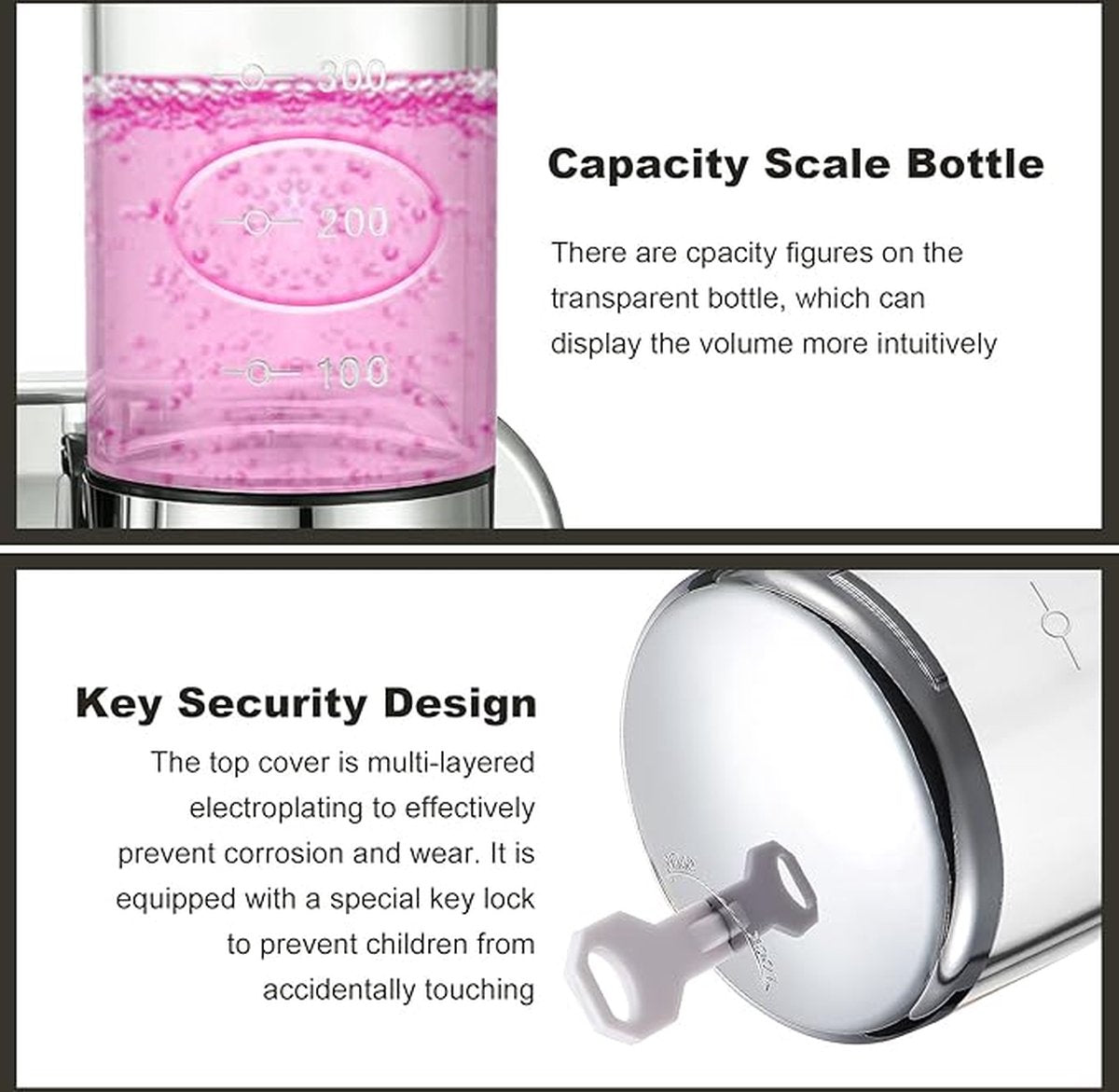 Soap dispenser - silver - 2 reservoirs - 2 x 500ml - wall-mounted - soap pump - soap holder - bathroom and sink - shampoo dispenser