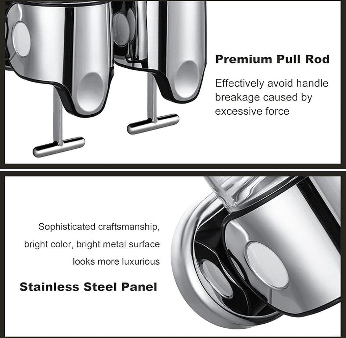 Soap dispenser - silver - 2 reservoirs - 2 x 500ml - wall-mounted - soap pump - soap holder - bathroom and sink - shampoo dispenser