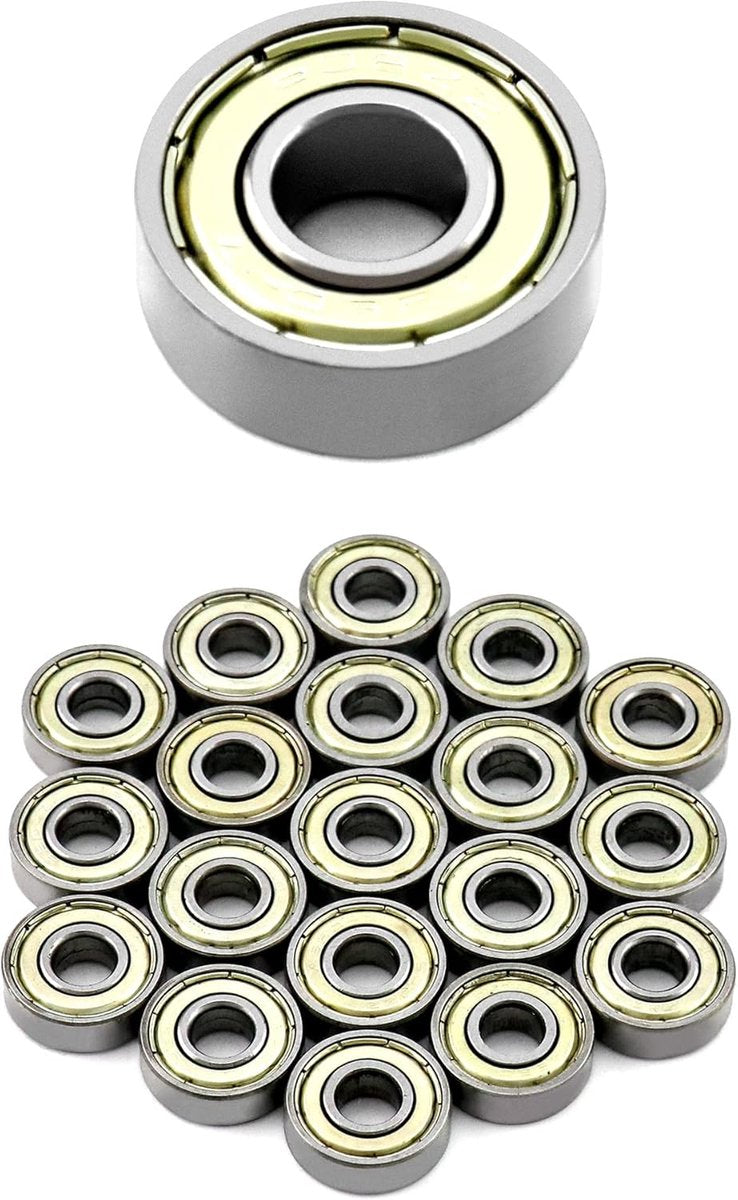 20 608zz ball bearings - Miniature deep groove ball bearings, double metal shielding - For skateboards, scooters, inline skates, 8 mm x 22 mm x 7 mm