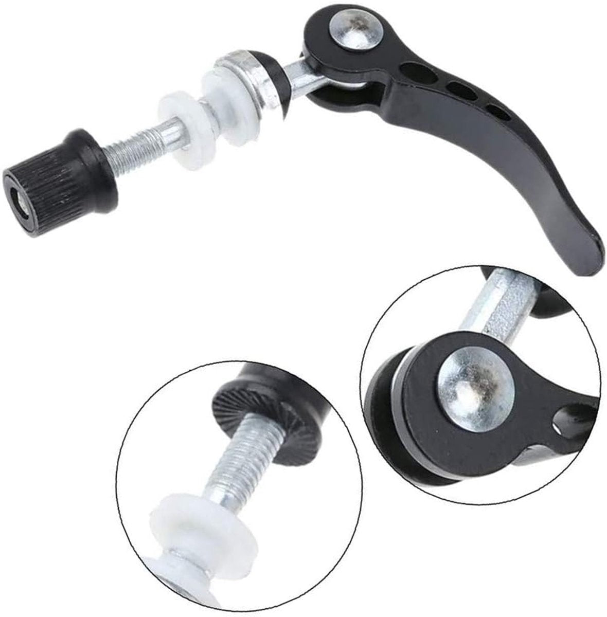 Quick-release seatpost clamp for mountain bikes, 2 pieces, aluminum, for Quick threaded seatposts, Quick-release fasteners, black