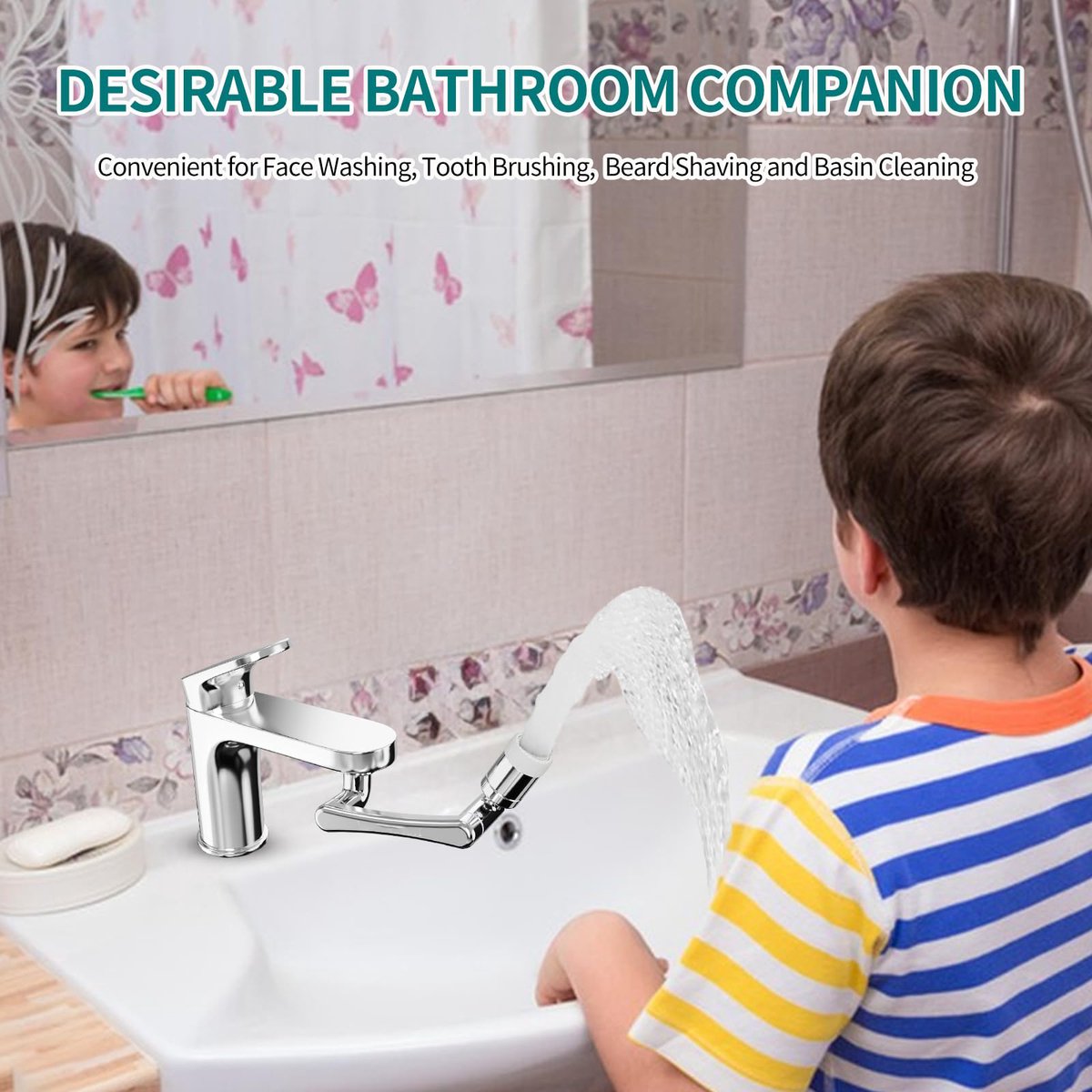 1440° Rotating Faucet - Faucet - Faucet Fitting - Faucet Head - Stainless Steel - Aerator - Rotating - Extension - Water Saving - Kitchen Faucet - Bathroom Faucet - Swivel - Dishwashing - Goud