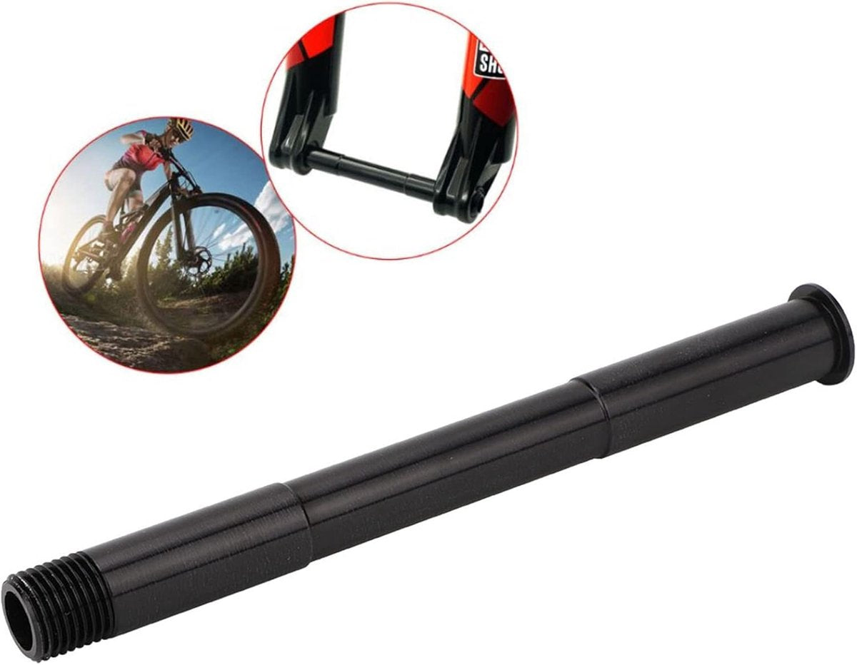 Bicycle - Thru-axle - Fork lockout lever - Aluminum alloy - Thru-axle - Quick-release bicycle front hub, fork, seatpost thru-axle, Boost fork axle - 110 x 15 mm - Black