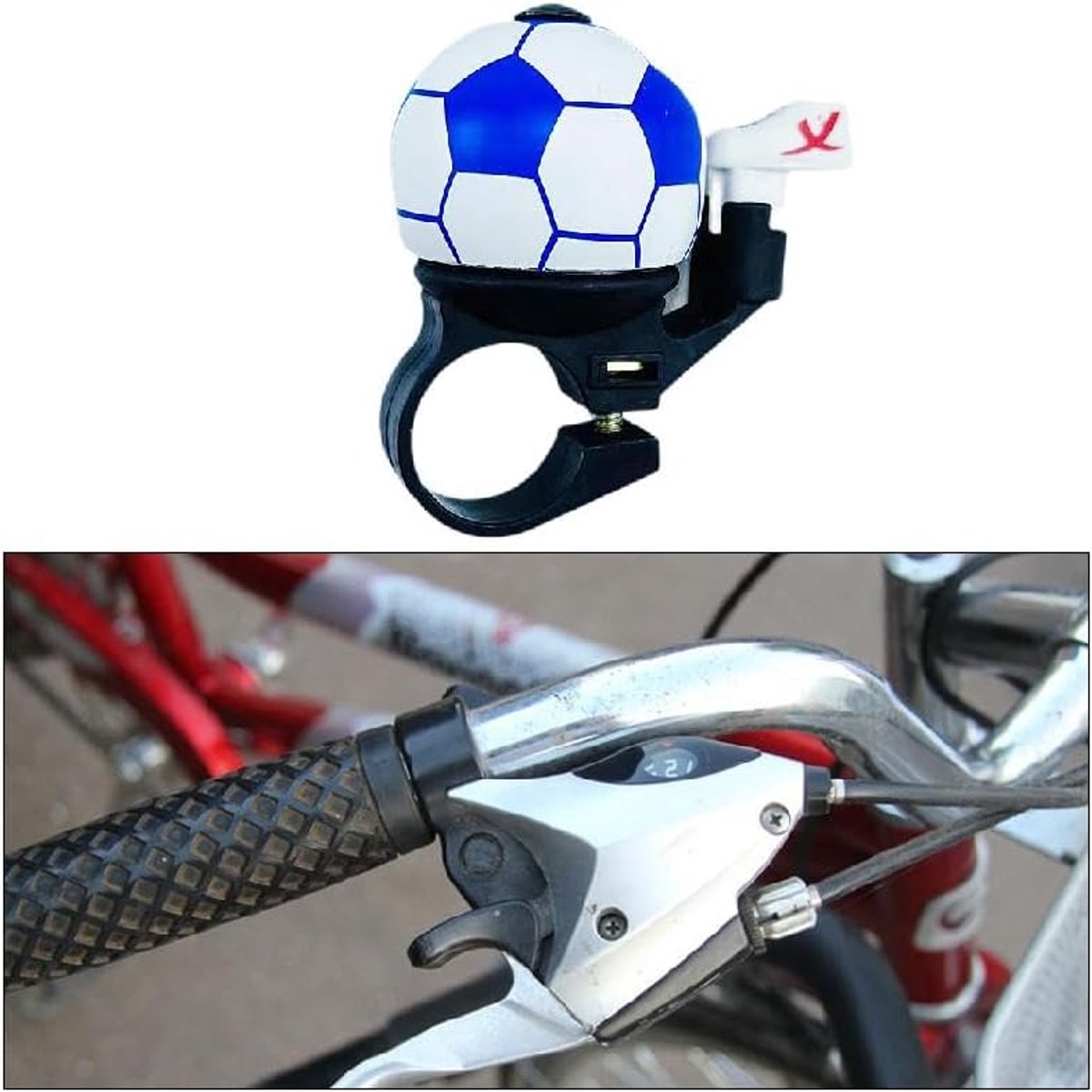 Bicycle bell - Blue football bicycle bell - Football bicycle bell - Bicycle horn - Children's bicycle bell - Bicycle horn - Blue