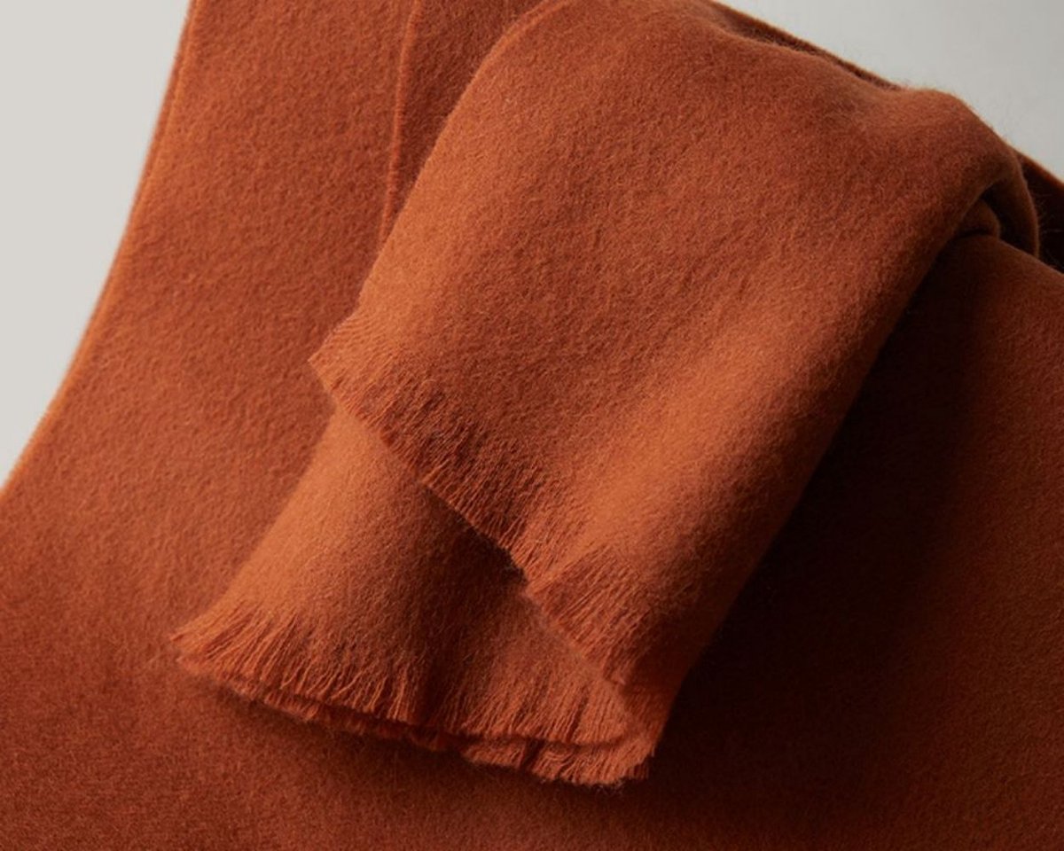 Warm and soft autumn and winter scarf, warm and lightweight scarf, versatile unisex plain wool scarf (32x190cm) - orange