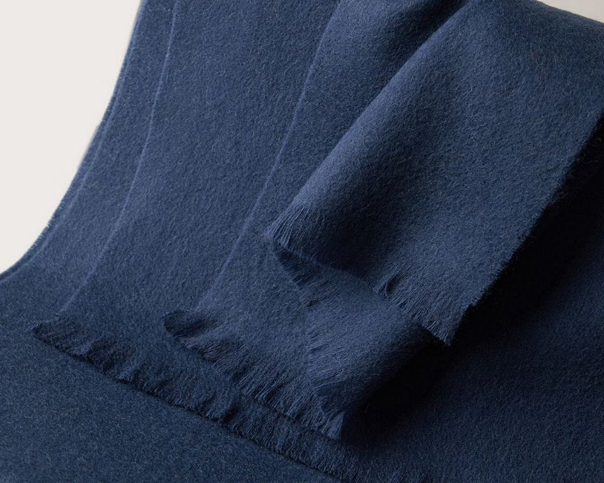 Warm and soft autumn and winter scarf, warm and lightweight scarf, versatile unisex plain wool scarf (32x190cm) - dark blue