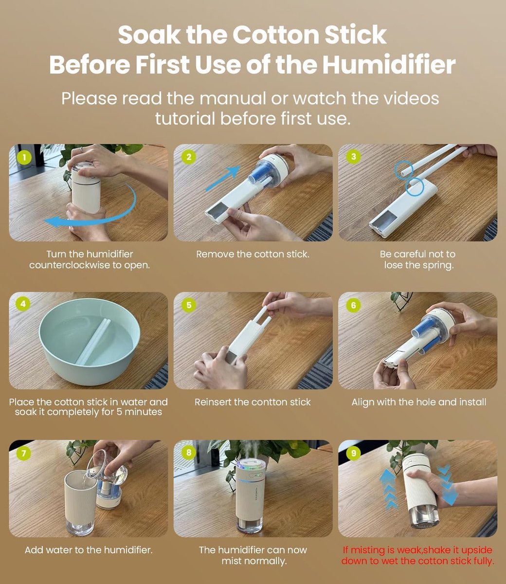 Humidifiers - Air humidifier - Bedroom humidifier - Mini desktop humidifier for travel, office, or children's room - Black