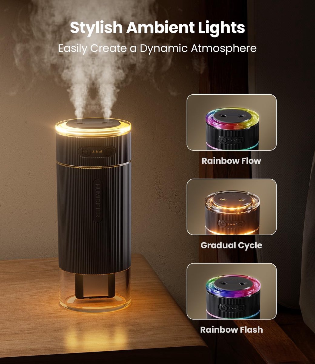 Humidifiers - Air humidifier - Bedroom humidifier - Mini desktop humidifier for travel, office, or children's room - Black