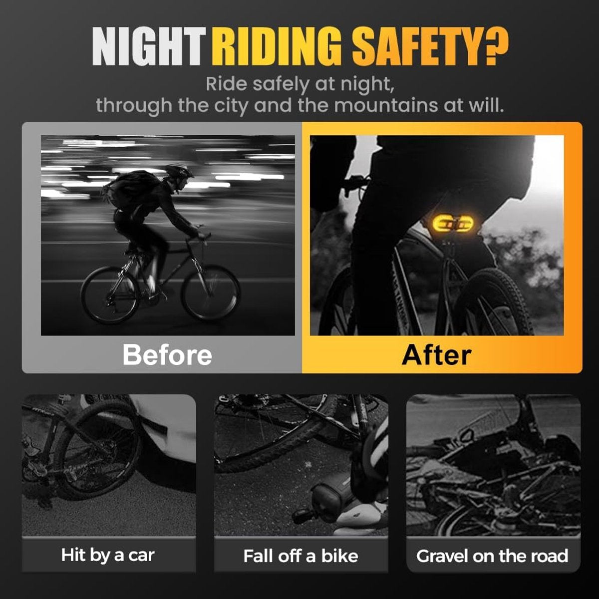 Bicycle light with alarm and rechargeable battery - Bicycle lamp - Bicycle alarm - Bicycle light - Bicycle alarm with remote control - Bicycle taillight - USB rechargeable - Waterproof - Alarm system - Bicycle taillight with alarm function - Black