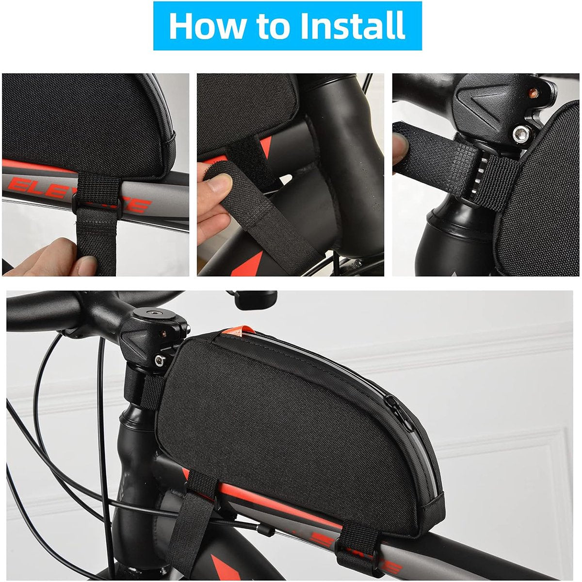 Waterproof bicycle bag for front frame, bicycle bag for top tube, suitable for road bikes, mountain bikes, outdoor cycling, travel and hiking