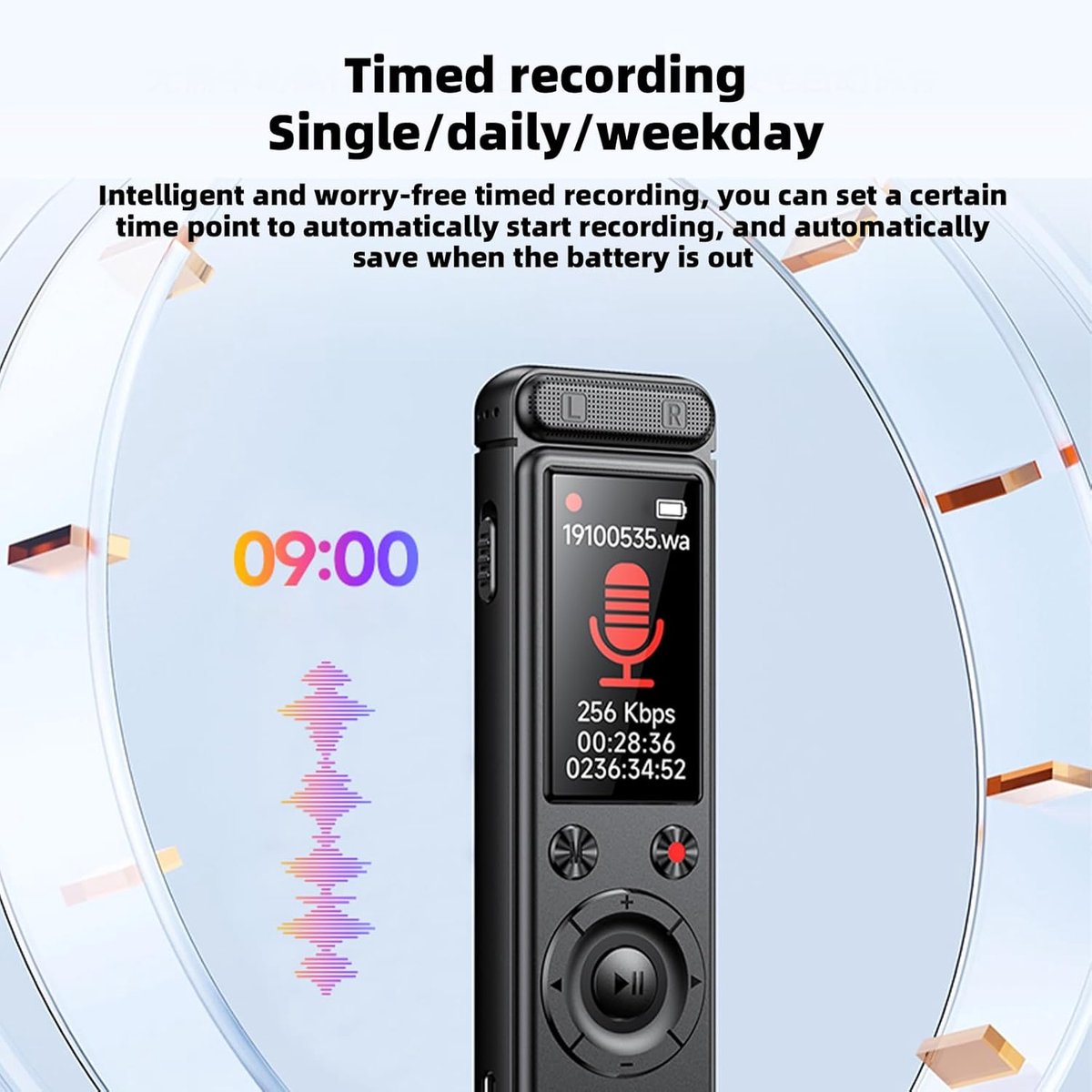 Voice Recorder - Dictaphone - Rechargeable - Portable - Clear Sound - Meetings, Interviews - 64 GB - Black